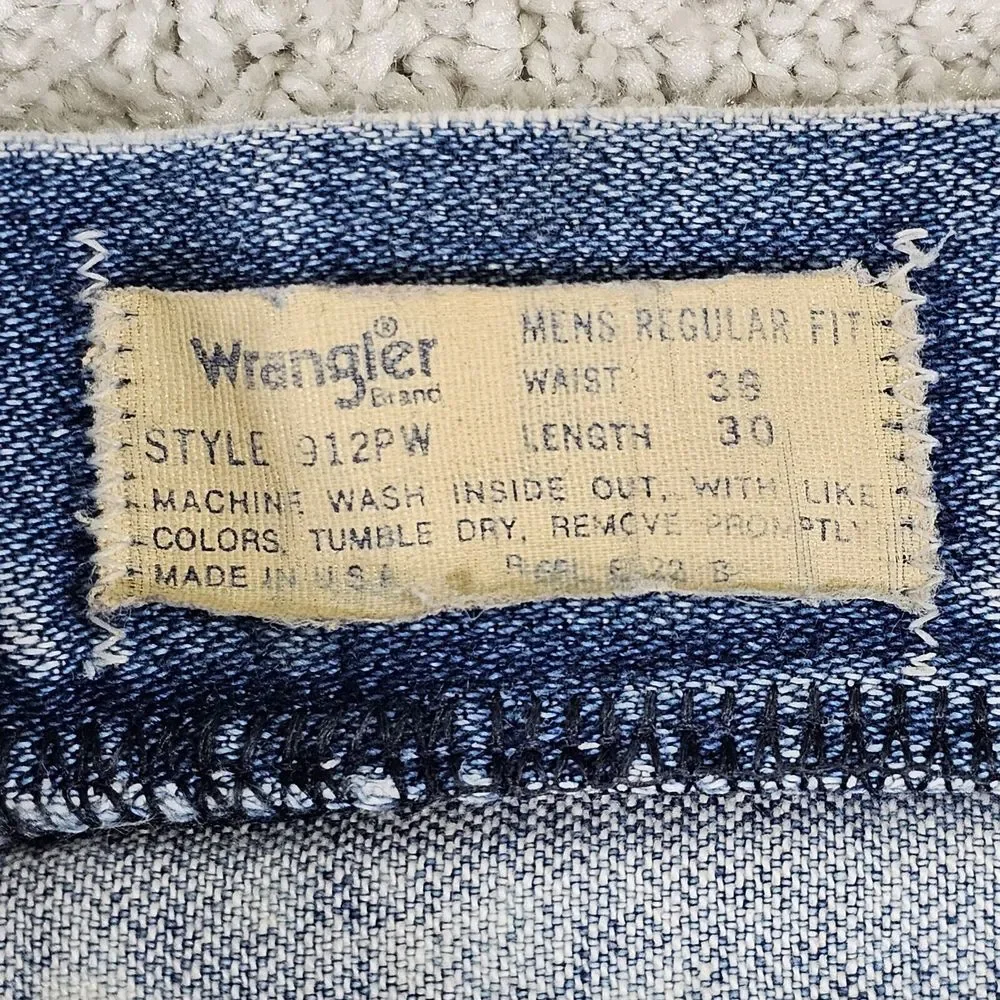 VTG Wrangler 912PW Bleach Splatter Custom Denim Jeans‎ 34x29 Distressed 70s 80s
